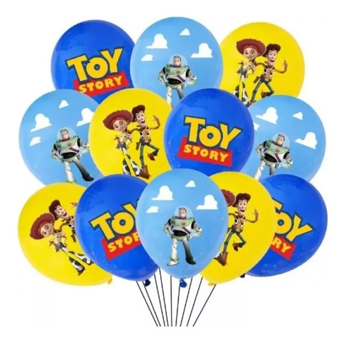 Pack 12 Globos De Latex Buzz Light Year Woody Toy Story