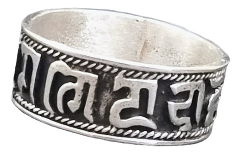  Anillo Mantra Om Mani Padme En Plata 0,7 Cm 5,5 Gr Art 1005