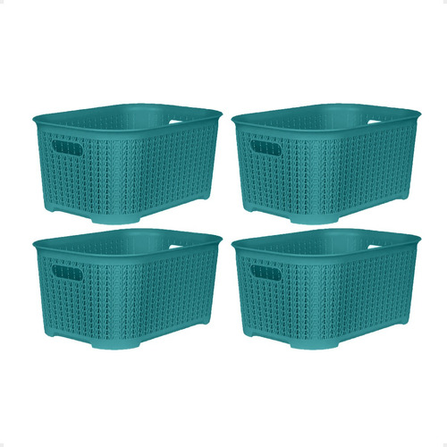 Set X 4 Canasto Organizador Plastico Rattan 53x33x29 Grande