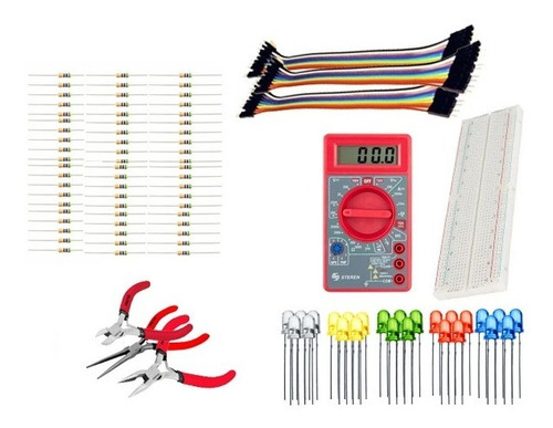 Kit Electronica Inicio Estudiante 100pzas Multimetro Pinzas