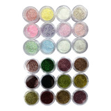 24 Glitter Encapsulado Flocado Pedrarias Caviar Strass Unhas Cor Kit 24-01