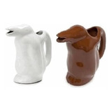 Jarra Vino De Mesa Pinguino Blanco Marron 1 Litro Ceramica-