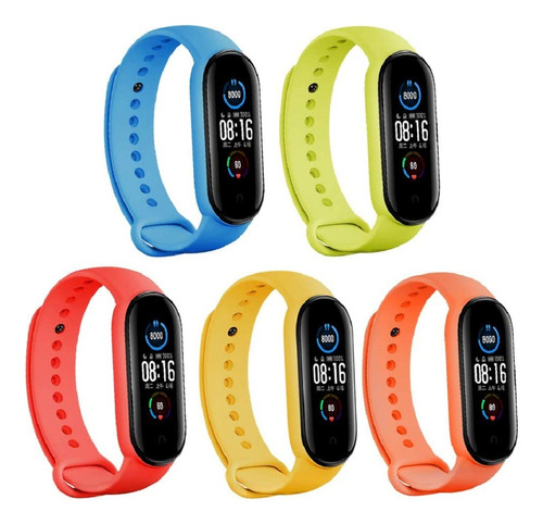 Kit 5 Pulseiras Extra Compatíveis Com Xiaomi Mi Band 5 / 6