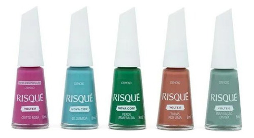 Kit Esmalte Risqué Hipoalergénico 5 Cores Variadas 8ml 