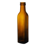 Botella Vidrio Aceite 250 Cc Ambar Cuadrada Sin Tapa X 12 Un