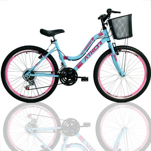 Bicicleta Feminina Athor Musa Aro 26 18 Machas Com Cestão 