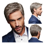 Wig For Men, Short, Straight, Gray Gradient