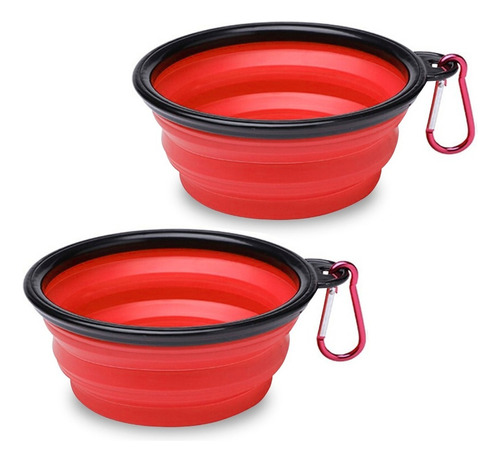 Set De 2 Platos Comida Plegables De Viaje P Perro Mascretta Color Rojo