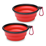 Set De 2 Platos Comida Plegables De Viaje P Perro Mascretta Color Rojo