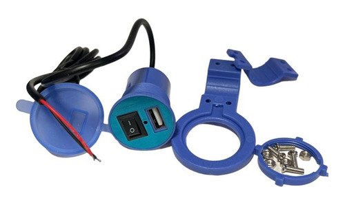 Cargador Usb Para Moto Con Interruptor Azul