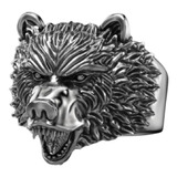 Anillo De Hombre Bear Head Plata De Ley .925