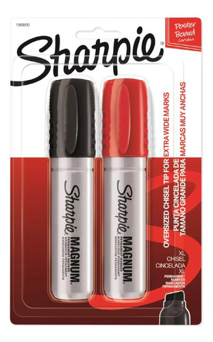 Marcador Permanente Sharpie Magnum De 2 Colores, Negro/rojo