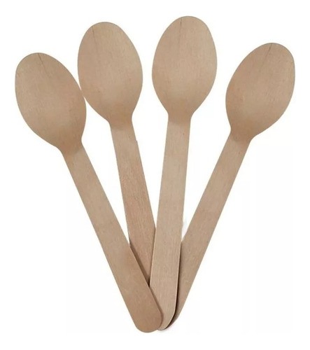 6 Cucharas Desechables De Madera Biodegradable