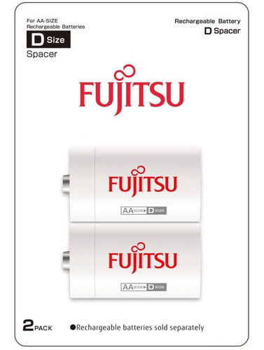 2 Adaptadores Fujitsu P/ Converter Pilha Aa P/ Tipo D Grande