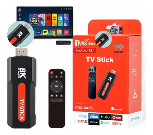 Stick Tv Androide Ultra Full 5g 8k Streaming Filmes + Brinde