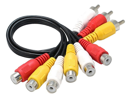 1 Adaptador De Cable Av Jack A 3 Rca 6 Hembra Divisor Enchuf