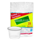 Pote Descartável Redondo C/ Tampa Transparente 250ml - 25un