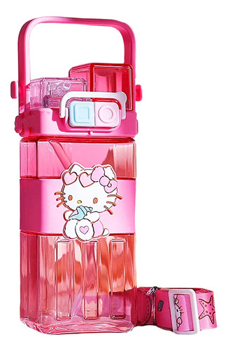 Botella Vaso Agua Cantimplora Doble Con Correa Kitty Sanrio 