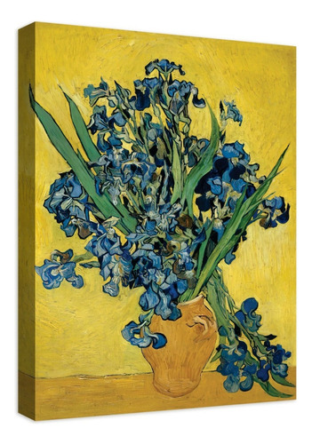 Cuadro Decorativo Canvas Coleccion Vincent Van Gogh 60x45 Color Jarron Con Lirios Armazón Natural
