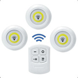 Kit 3 Spot Led Redondo Lâmpada Luminária Controle Sem Fio Cor Branco 5v