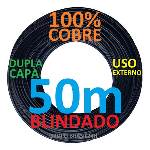 Cabo Rede Cat5e 50m Cobre Dc Ftp Externo Blindado Multitoc