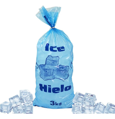 5 Kilos De Bolsa Para Hielo Impresa 3 Kg Azul
