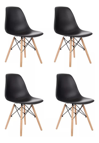 Set X 4 Silla Eames Comedor Diseño Moderno Madera Nordica