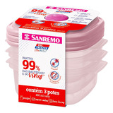 Conjunto 3 Potes Plástico 480ml Freezer Proteção Micro-ondas