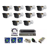 Kit Dvr Hikvision 16 Canais / 10 Cameras Hilook Full / Hd 2t