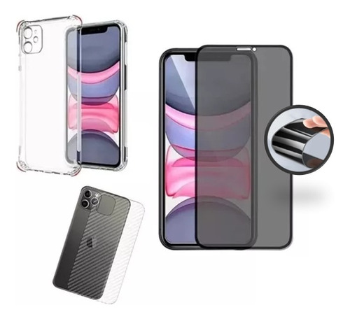 Capa + Pelicula 9d Privacidade + Traseira P/ iPhone 11 6.1