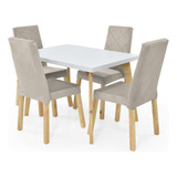 Comedor Lugo Matiz 4 Puestos Y Sillas Liverpool Tela Color Taupe