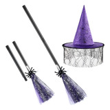 Vestidos Infantis Witch Broom, Vassoura E Chapéu