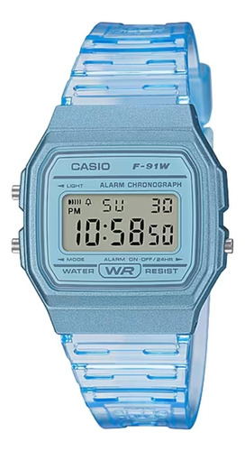 Reloj Casio F-91ws-2 Azul Resistente Al Agua Digital
