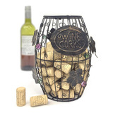 Mind Reader Barrel Soporte De Corcho De Vino De Metal Con Ad