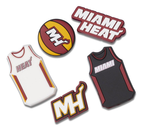 Jibbitz Nba Miami Heat Pack 5 Unico - Tamanho Un