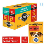 Caixa 12 Unid Sachê Pedigree R Peq Carne 100g Alimento Úmido