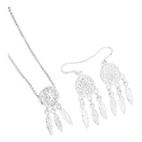 Conjunto Collar Y Aretes Plata 925 Atrapa Sueños