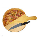 Tabla Para Pizza 35 Cm, Pino 1a Calidad C/mango.