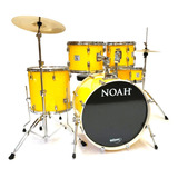 Bateria Acústica Noah Sc5 Solid Yellow Bumbo 22 Completa