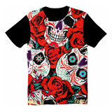 Camiseta/camisa Caveiras Mexicanas E Rosas