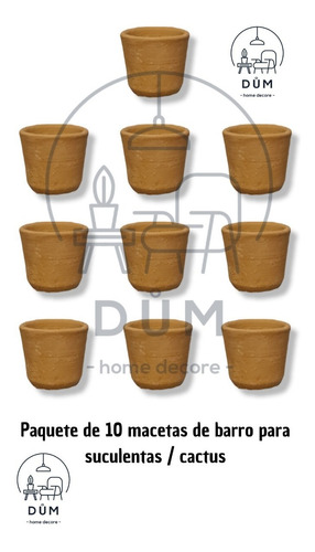 Paquete 10 Macetas De Barro Para Suculentas/cactus 