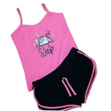 Pijama - Short Pantaloneta + Camisa Con Tirantes - Rosa