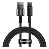 Cable Turbo Usb A Usb-c Baseus Tungsten Gold, 100 W, 1 M, Color Negro