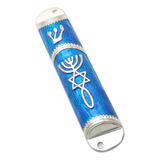 Estuche Para Mezuzah Holy Land Azul - Marco Plateado