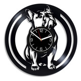 Reloj De Pared De Disco De Vinilo Para Perro, Bulldog Francé