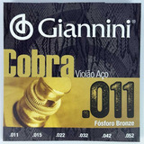Encordoamento Para Violão Giannini Cobra 011 Fósforo Bronze