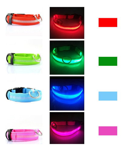 Collar Luminoso Recargable Usb Mascotas Perros O Gatos 