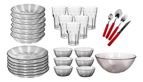 Set De Vajilla Completa 6 Personas Plato Vaso Cubierto 49pza