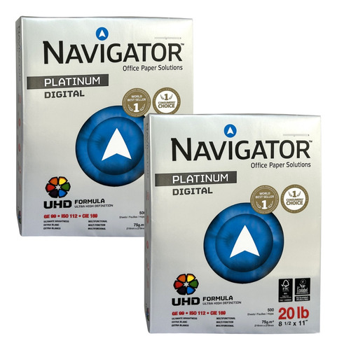 2 Paquetes Papel Bond Blanco Navigator 75gr (1000 Hojas)