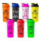 Kit 7 Coqueteleiras Garrafa De Academia Shaker 600ml Memes